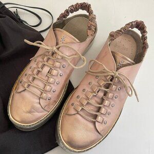 HENRY BEGUELIN Pink Metallic Leather Tennis Shoes: Great Condition: Size 38.5